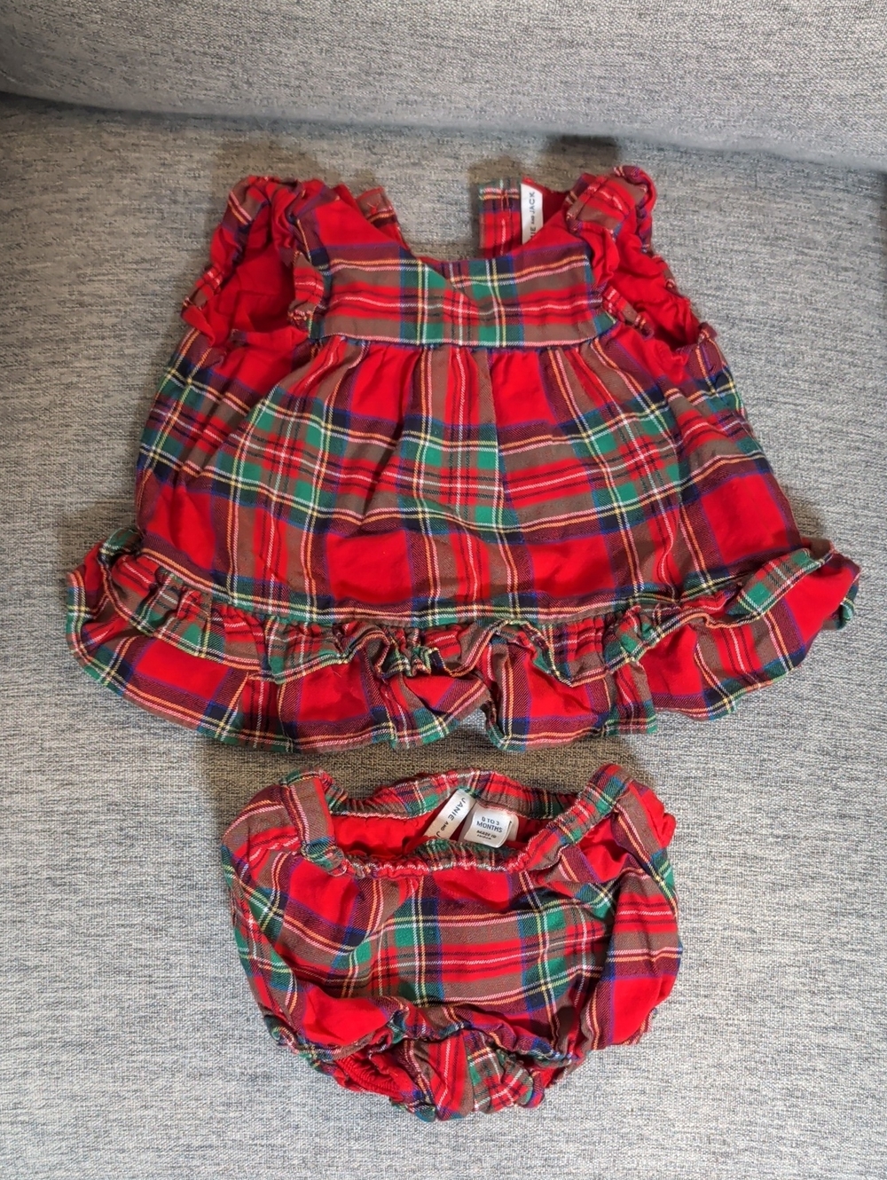 Janie and Jack Red Plaid Dress & Ruffle Diaper Cover Set